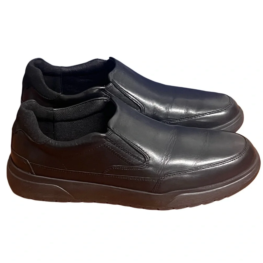 Men's Rockport Bronson Slip-On Black Leather Slip-On Shoes Size 7.5